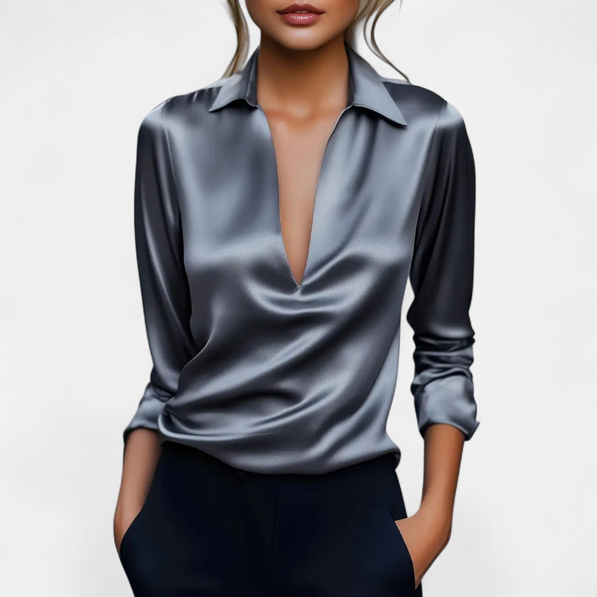 Fawnbury | Women’s Chic Satin V-Neck Blouse