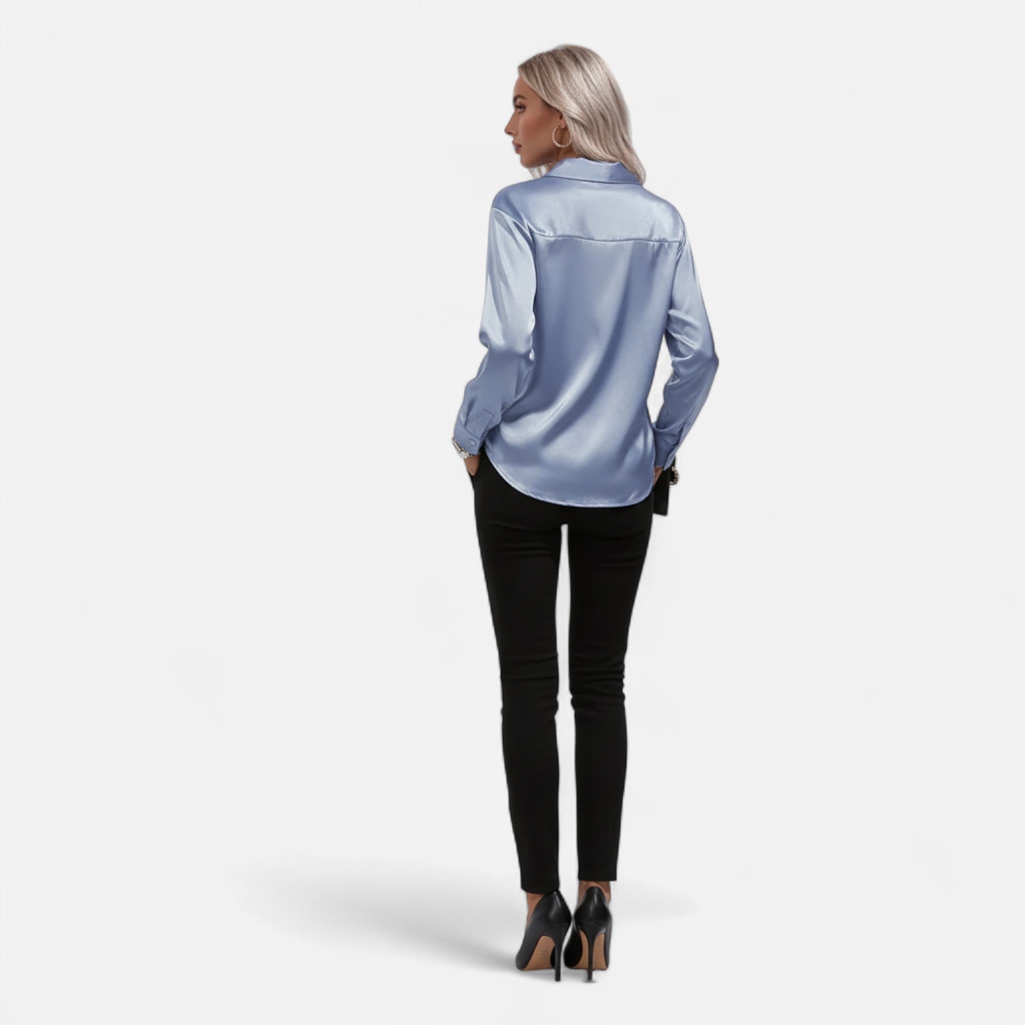 Fawnbury | Women’s Satin Blouse with Notched Collar