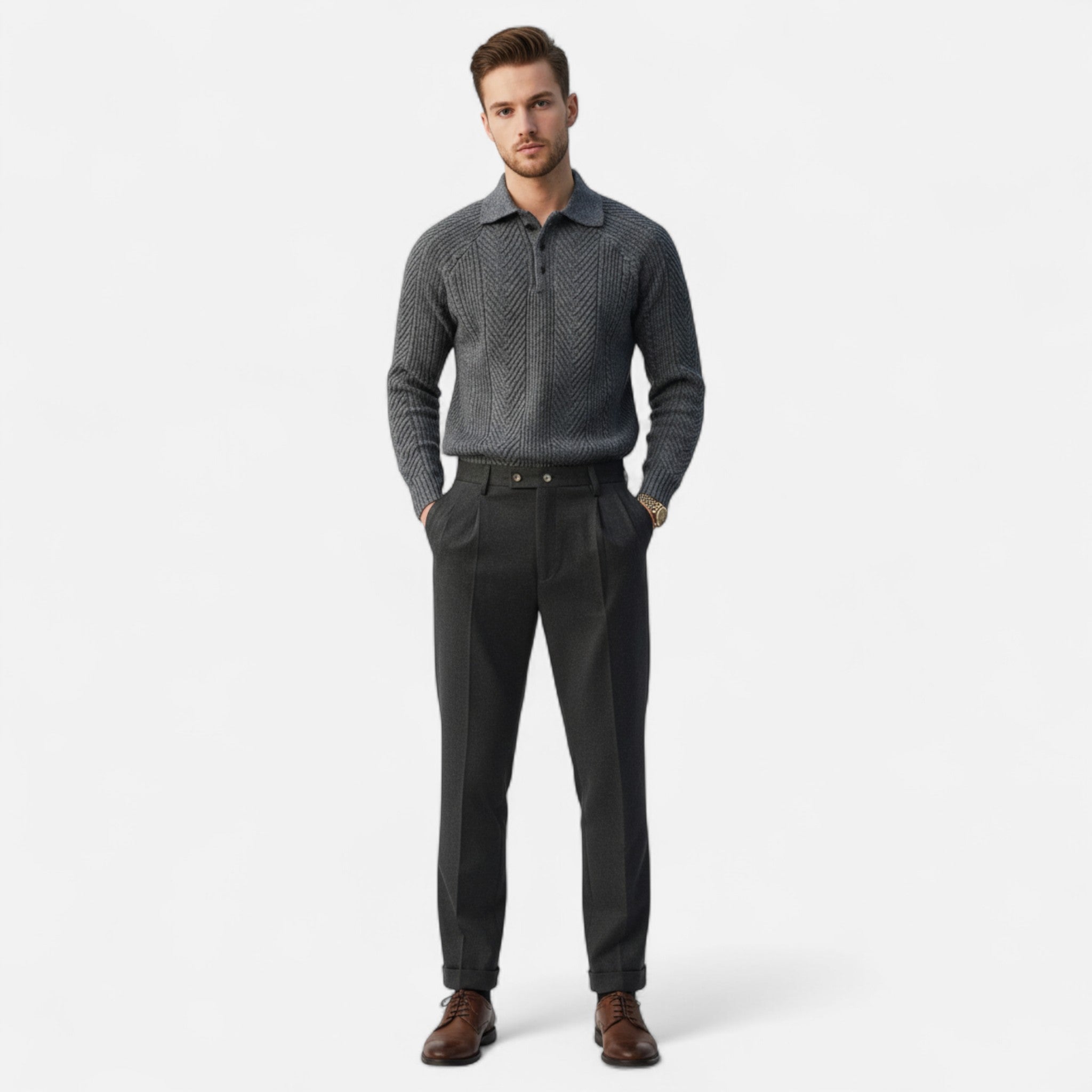 Fawnbury | Men’s Cable Knit Shirt Long Sleeve