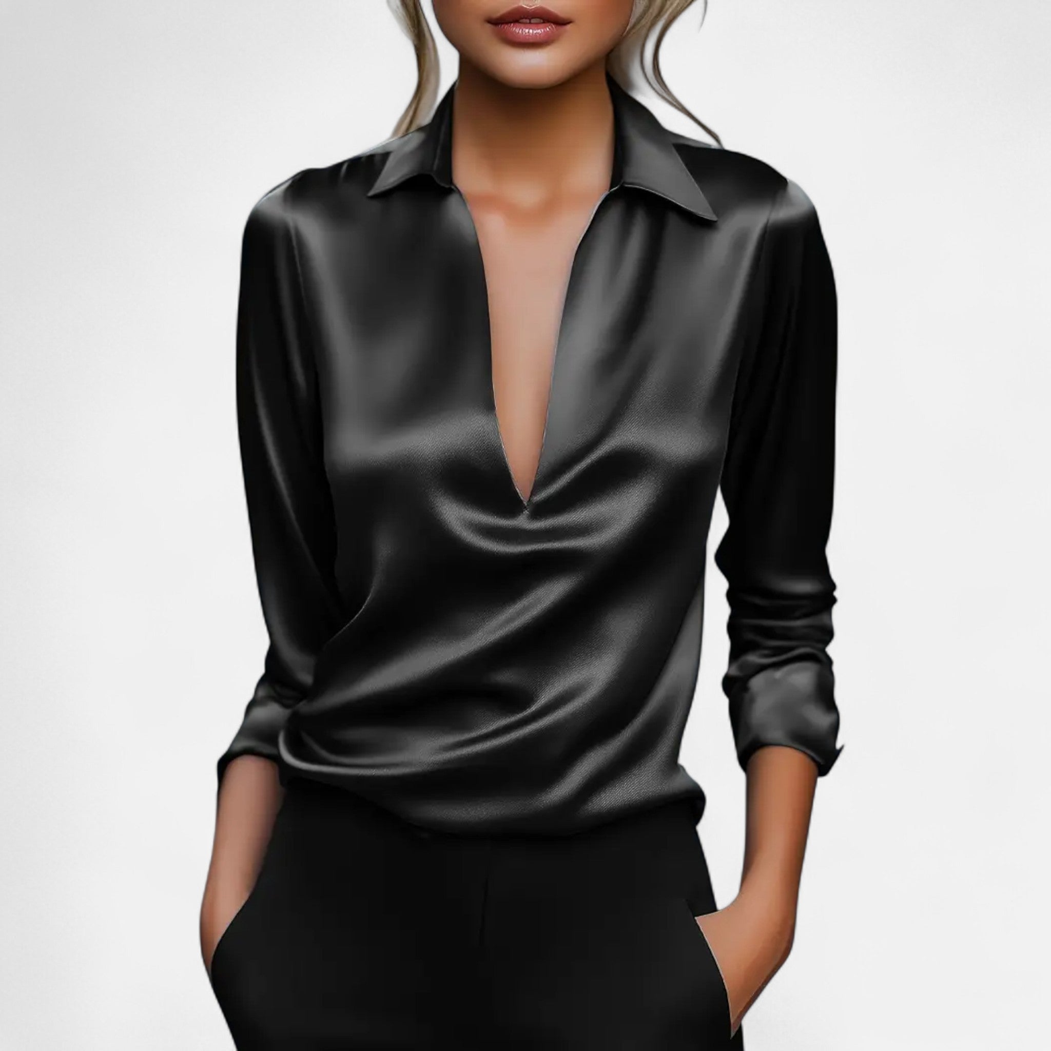 Fawnbury | Women’s Chic Satin V-Neck Blouse