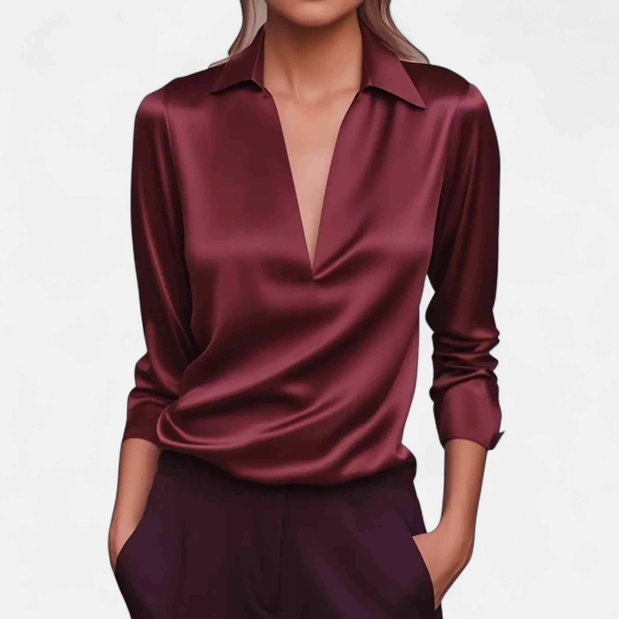 Fawnbury | Women’s Chic Satin V-Neck Blouse