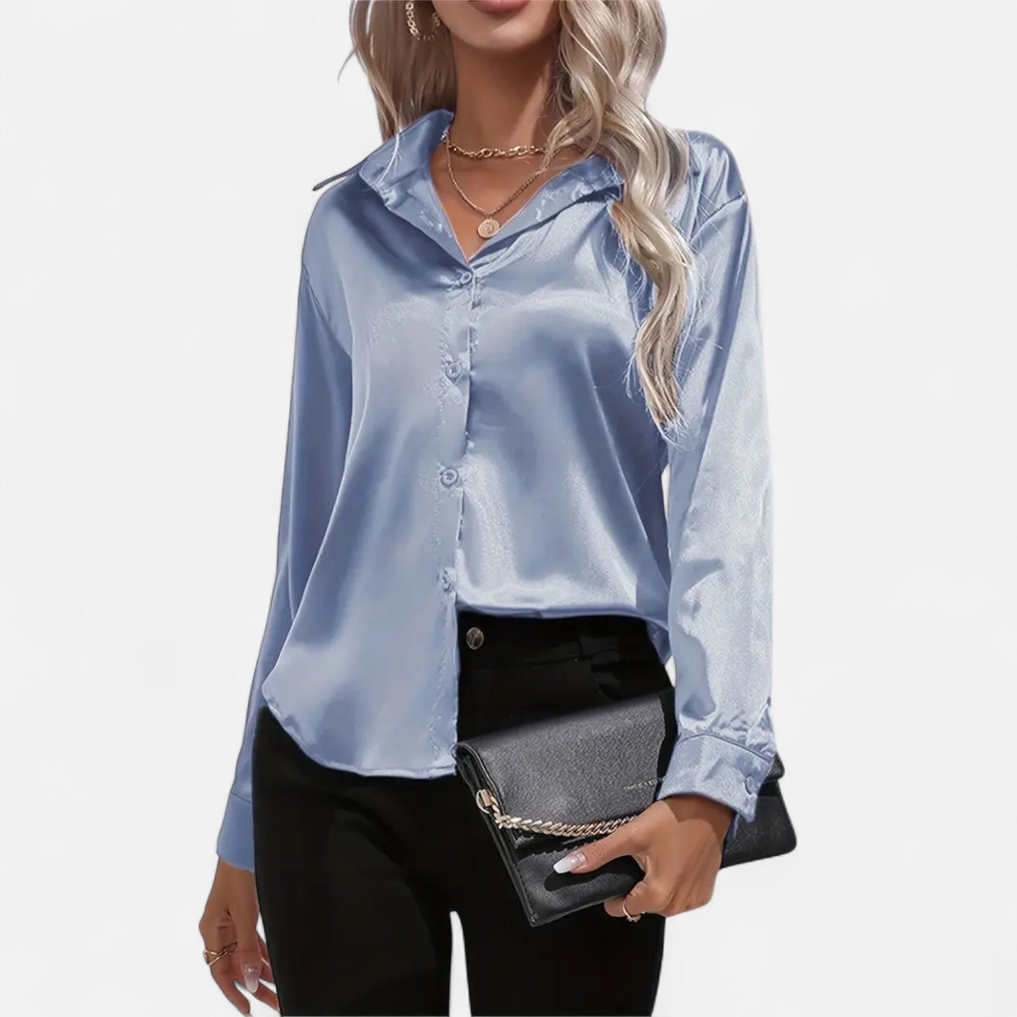 Fawnbury | Women’s Satin Blouse with Notched Collar